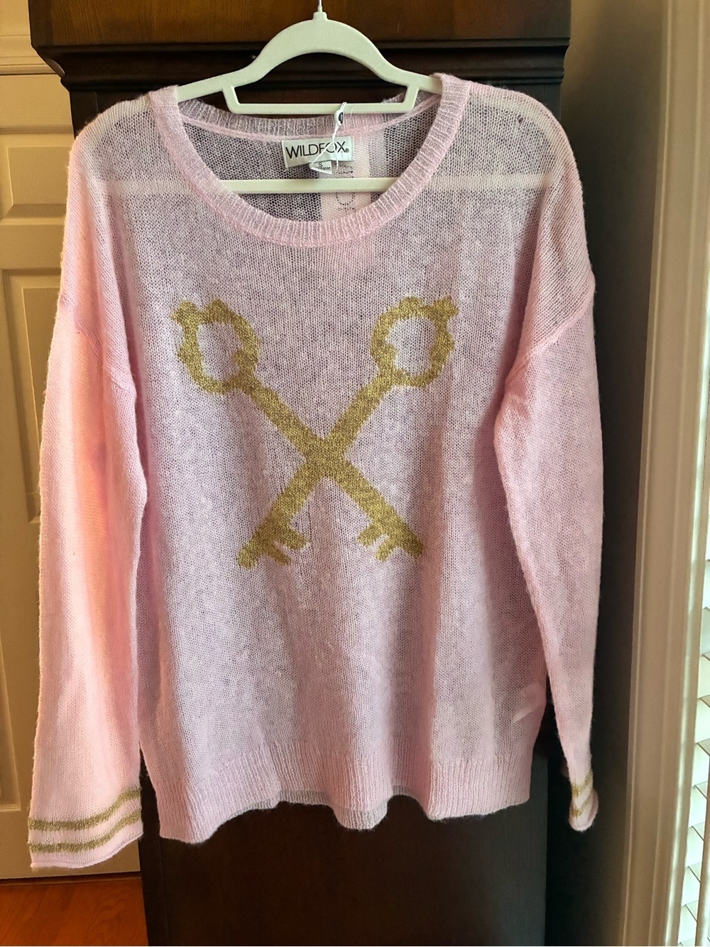 Wildfox Pink Gold Key Sweater Alpaca Wool Blend Size Small NWT - Picture 2 of 8
